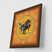 Piano op Musical Scroll Russet Sinaasappel Tijdstu Vierkante Klok (Hoek)