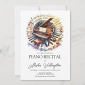 Piano Overweging Uitnodiging, Muziek Overweging Ui Kaart (Voorkant)
