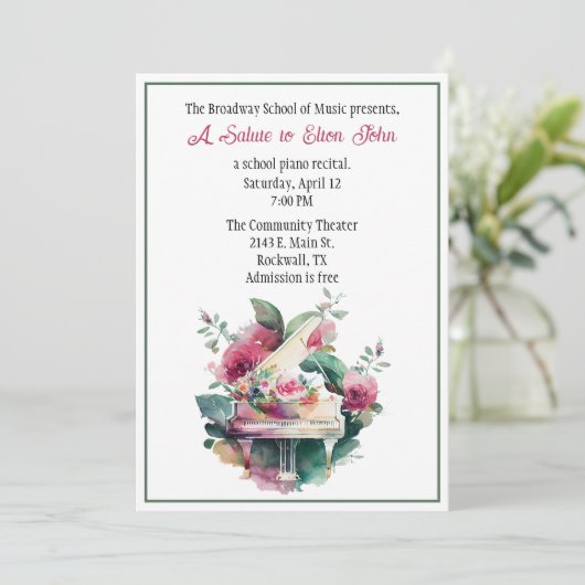 Piano personnalisé coloré Considérant Invitation (Debout devant)