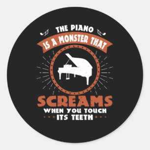 Piano - Piano is een monster met de tanden Ronde Sticker