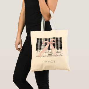 Piano Pink Bow Naam Tote Bag