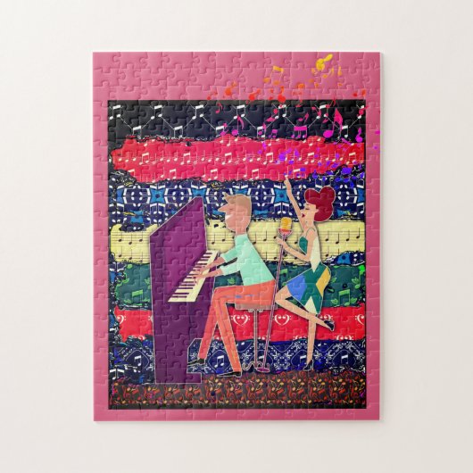 Piano Player Et Notes De Musique 2 Jigsaw Puzzle (Vertical)