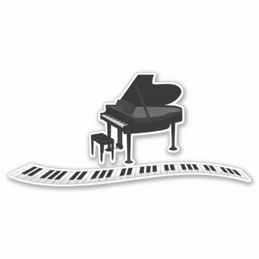 Piano, populaire muzikale ontwerpsticker sticker (Voorkant)