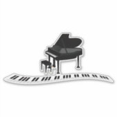 Piano, populaire muzikale ontwerpsticker sticker (Voorkant)