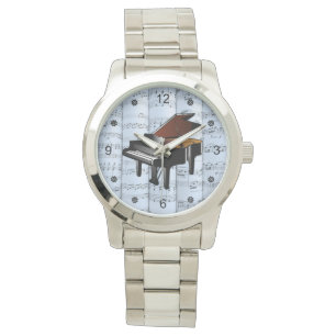 Piano ~ Rollend vel Music ~ Blue Tint Background Horloge
