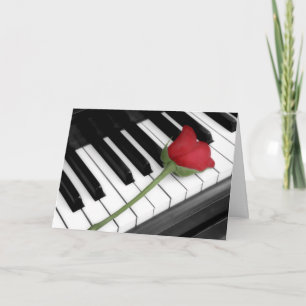 Piano & roos getint feestdagen kaart