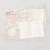 Piano, Silent Night Pointsettia Kerst Feestdagenkaart (Achterkant)