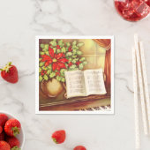  Piano, Silent Night Pointsettia Kerst Servet (Insitu)