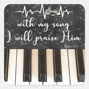Piano Sleutels met Psalmen Bijbel Verse Quote Vierkante Sticker