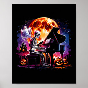 Piano spelen met Ghost Creepy Halloween kostuum Poster