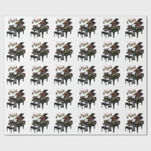 Piano Speler Kerst Verlichting Santa Speelt Cadeaupapier