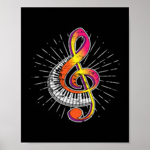 Piano Speler Treble Clef Pianist Gift Klassiek Mu Poster
