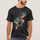 Piano Splash Art Jazz Composer Toetsenbord T-shirt (Voorkant)