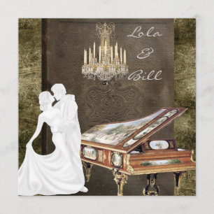PIANO Storybook Vintage Wedding Antiek Kaart