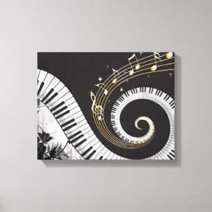 Piano Swirled Keys Surreal Music Fantasy Canvas Afdruk