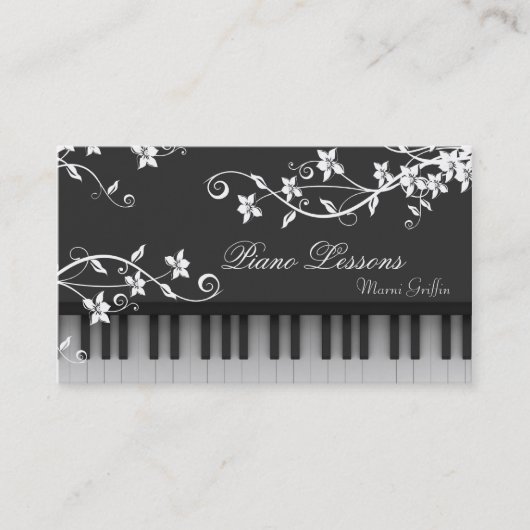 Piano Teacher Lessons Visitekaartje Floral Swirl (Voorkant)