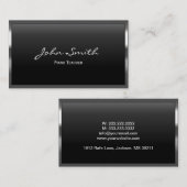 Piano Teacher Modern Metal Lijst Elegant Visitekaartje (Voorkant / Achterkant)