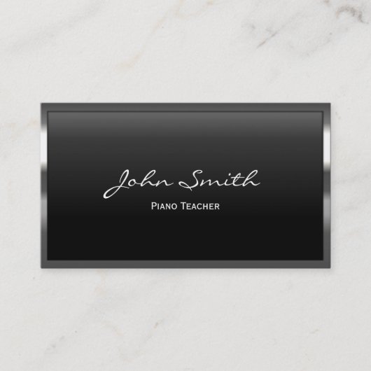 Piano Teacher Modern Metal Lijst Elegant Visitekaartje (Voorkant)