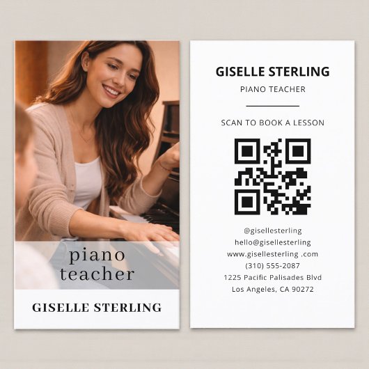 Piano Teacher QR Code Photo Visitekaartje