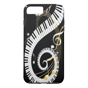 Piano toetsen en gouden muzieknoten iPhone 7 hoes