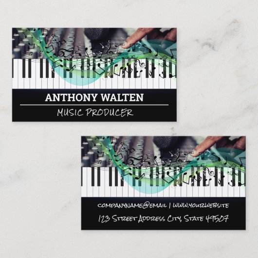 Piano Toetsen | Geluidsboard Mixer | Muzieknote Visitekaartje (Voorkant / Achterkant)