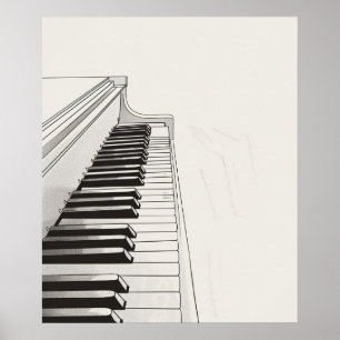 Piano toetsen muziek minimalistische line art poster