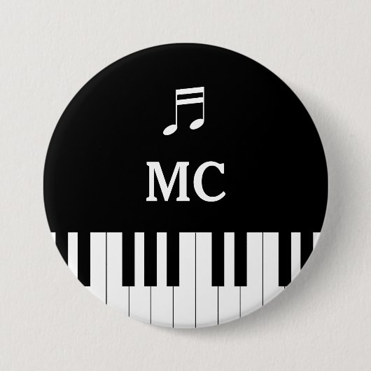 Piano Toetsenbord Bruiloft Pin MC Ronde Button 7,6 Cm (Voorkant)