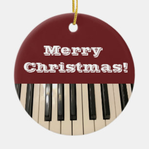 Piano Toetsenbord Foto Kerstmis Keramisch Ornament