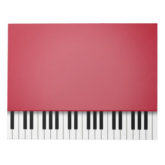 Piano-toetsenbord Fun Red 8,5x11-muziek Notitieblok (Voorkant)