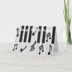 Piano toetsenbord gepersonaliseerd 21e verjaardag kaart