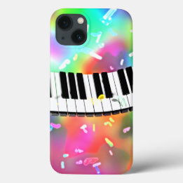 Piano toetsenbord kleurrijk muziek thema, iPhone 13 hoesje