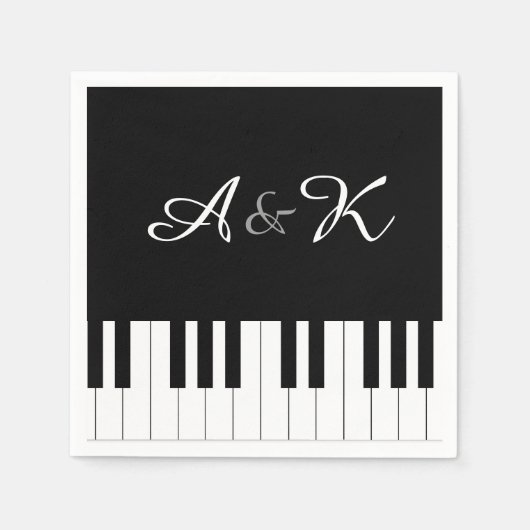 Piano Toetsenbord Muziek Bruiloft Set 50 Papieren Servetten (Voorkant)