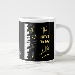Piano Toetsenbord Spelers Leuke Muziek Noten Extra Grote Beker