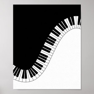 Piano-toetsenbord - Zwart en wit muziekontwerp Poster