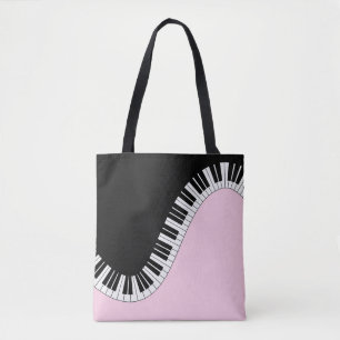 Piano-toetsenbord zwart en wit muziekontwerp roze draagtas