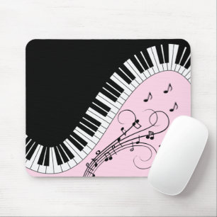 Piano-toetsenbord zwart en wit muziekontwerp roze muismat