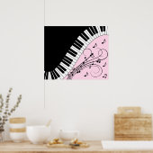 Piano-toetsenbord zwart en wit muziekontwerp roze poster (Keuken)