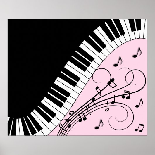 Piano-toetsenbord zwart en wit muziekontwerp roze poster (Voorkant)
