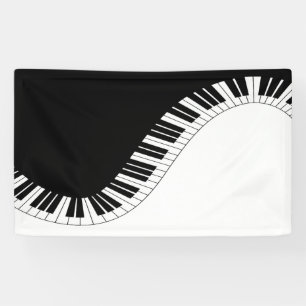 Piano-toetsenbord - Zwart en wit muziekontwerp Spandoek