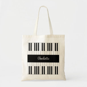 Piano-toetsenbord zwart en wit tote bag