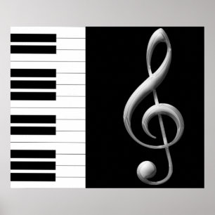 Piano Treble Clef Poster
