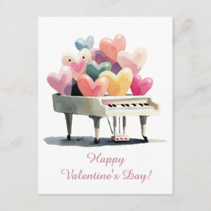 Piano van liefdesharten Valentijnsdag Briefkaart