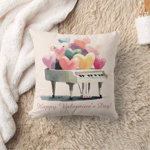 Piano van liefdesharten Valentijnsdag Kussen