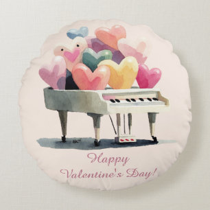 Piano van liefdesharten Valentijnsdag Rond Kussen