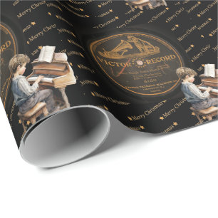 Piano Victor Vintage Muziekreeks Kind Cadeaupapier