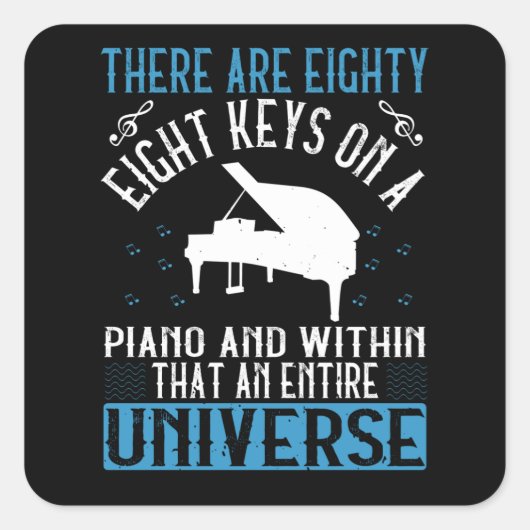 Piano - vierkante sticker (Voorkant)