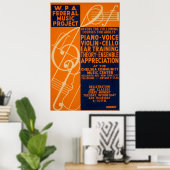 Piano Violin Classes 1939 WPA-Poster Poster (Thuiskantoor)