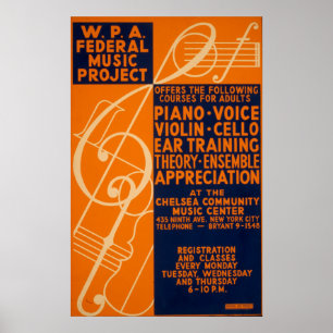 Piano Violin Classes 1939  WPA-Poster Poster