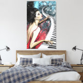 Piano Vrouw Canvas Print (Insitu (Slaapkamer))