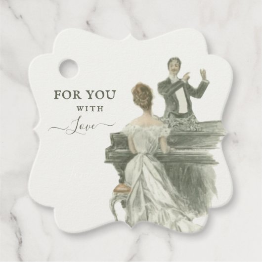 Piano Vrouw Schets Gift Label (Voorkant)